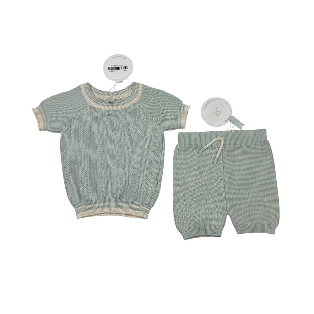 NWT Tun Tun Pima Cotton Sky Blue Daniel Knit
Top & Shorts Set, 12/18m